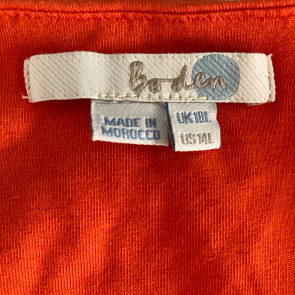 Boden Orange Sheered Side Mock Wrap Knit Dress Size 14 - Picture 5 of 6